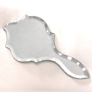 Rare Vintage Art Deco Frameless Glass Hand Mirror